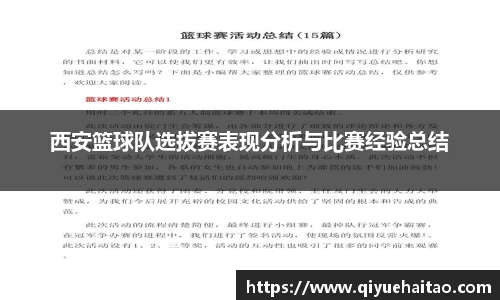 西安篮球队选拔赛表现分析与比赛经验总结
